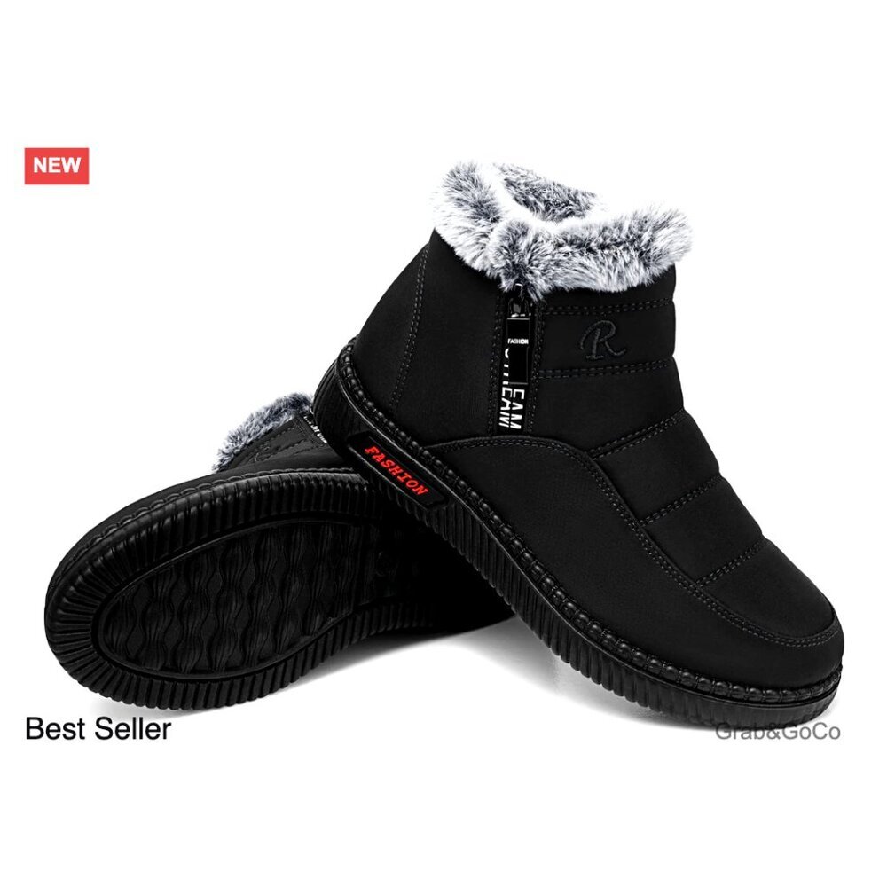 Fur Lined Waterproof Snow Boots Winter Warm Ankle Boots Platform Outdoor Shoes